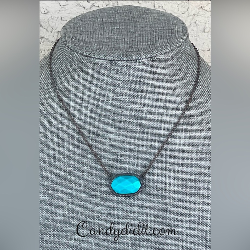 Beautiful Handmade Oxidized Faceted Turquoise Jewel Necklace By Candy Did It!